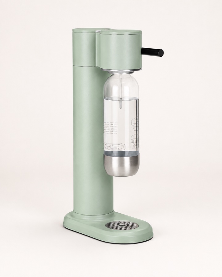 AI-generated Soft Mint soda maker colour concept, not a product photograph